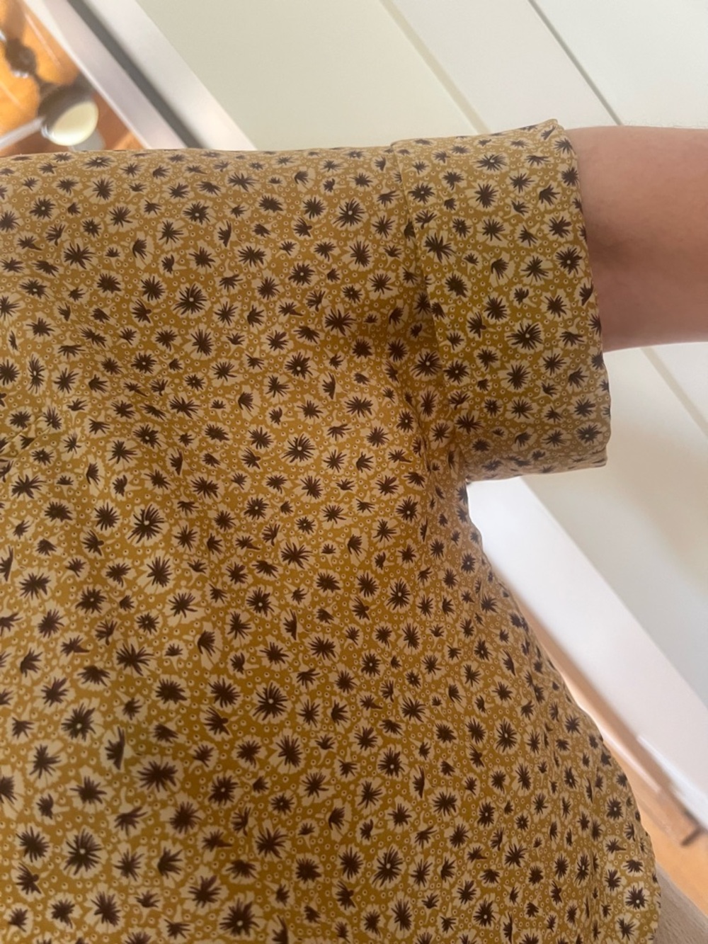 Mustard Floral Button-Front Blouse - Picture 7 of 8